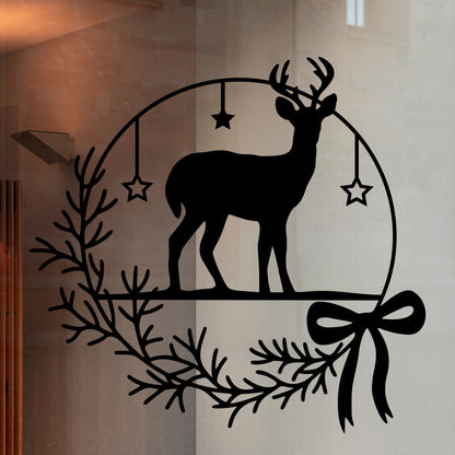 Weihnachtsfensterbild minimalistisch Weihnachten Fensterbild Weihnachtsdekoration Sticker Kranz für Dekofenster 2 Farben 3 Größen Aufkleber