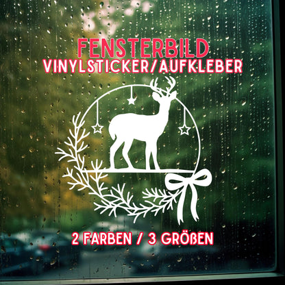 Weihnachtsfensterbild minimalistisch Weihnachten Fensterbild Weihnachtsdekoration Sticker Kranz für Dekofenster 2 Farben 3 Größen Aufkleber