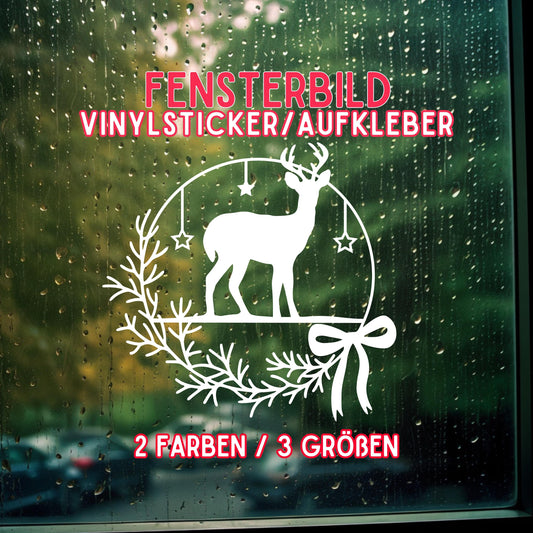 Weihnachtsfensterbild minimalistisch Weihnachten Fensterbild Weihnachtsdekoration Sticker Kranz für Dekofenster 2 Farben 3 Größen Aufkleber