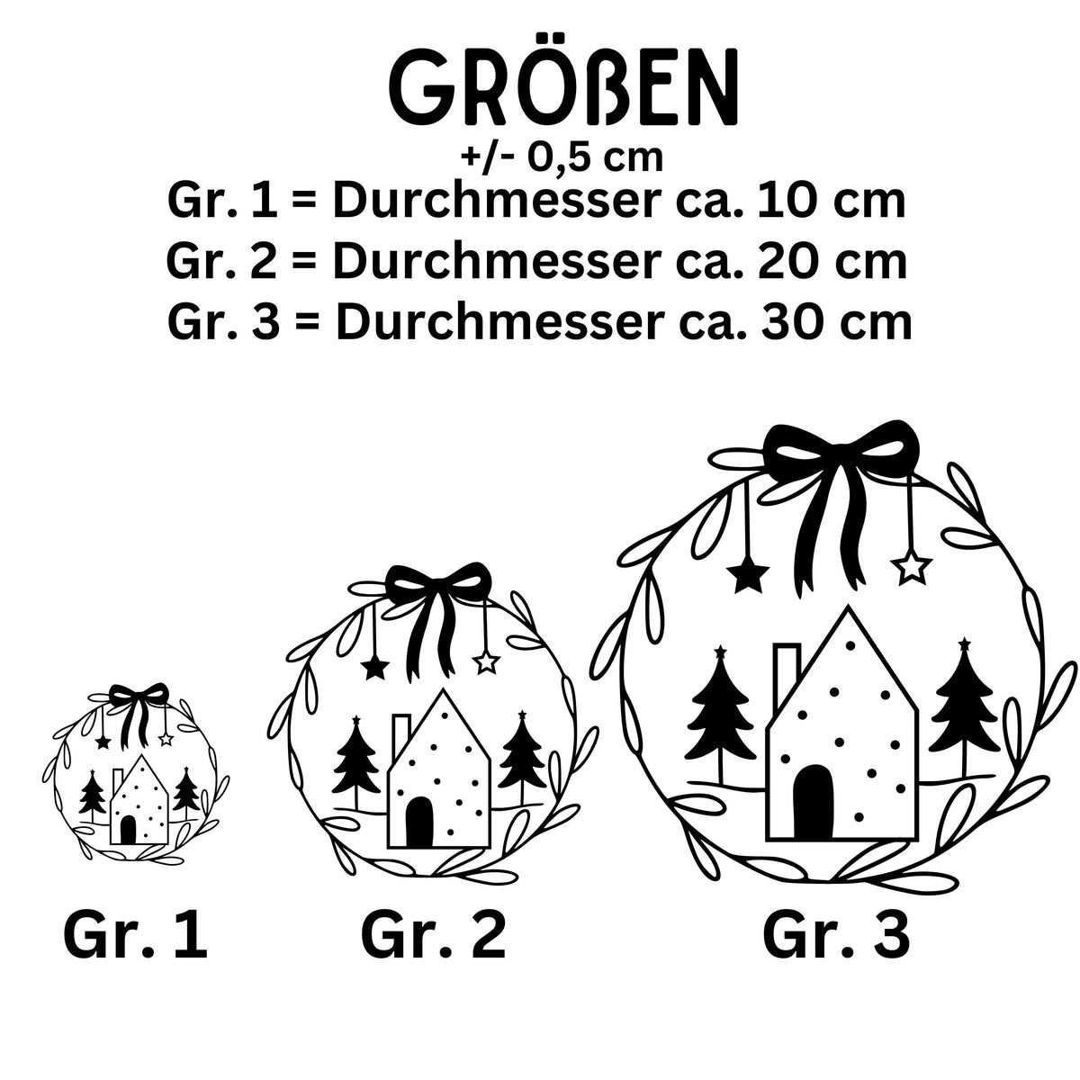 Weihnachtsfensterbild minimalistisch Häuschen Weihnachten Fensterbild Weihnachtsdekoration Sticker Kranz  2 Farben 3 Größen Aufkleber