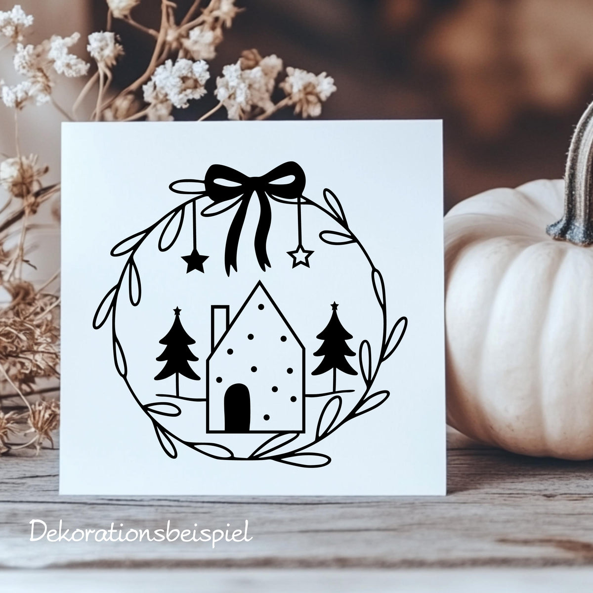 Weihnachtsfensterbild minimalistisch Häuschen Weihnachten Fensterbild Weihnachtsdekoration Sticker Kranz  2 Farben 3 Größen Aufkleber