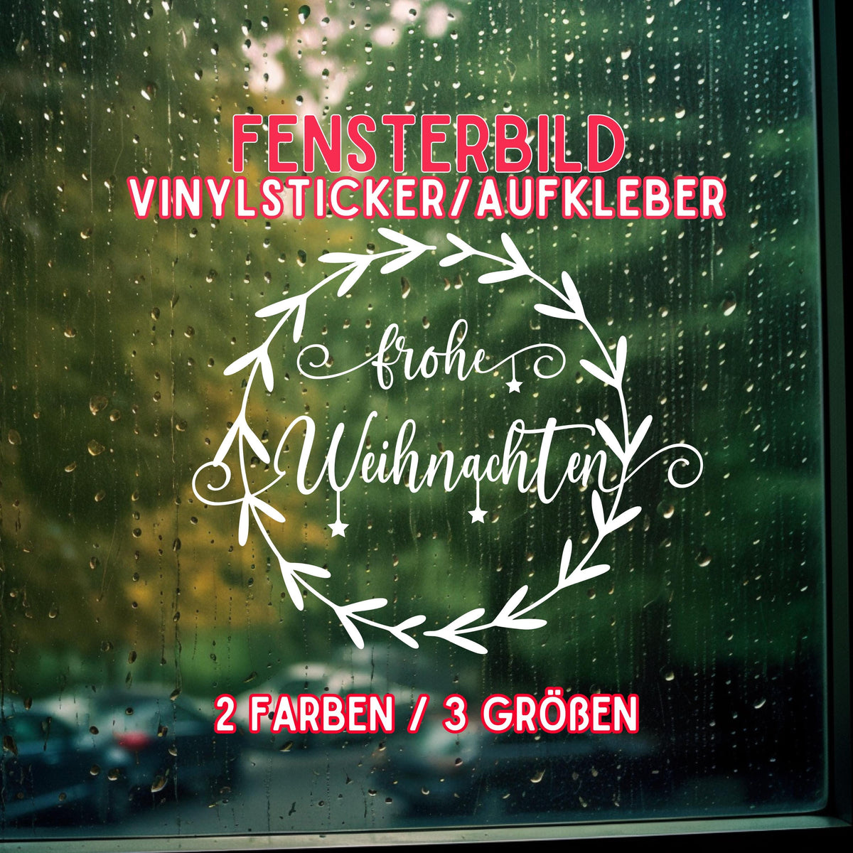 Fensteraufkleber Frohe Weihnachten Kranz Fensterbild Aufkleber Fenstersticker Weihnachtsfensterbild Kranz Stil Minimalistisch Skandinavisch