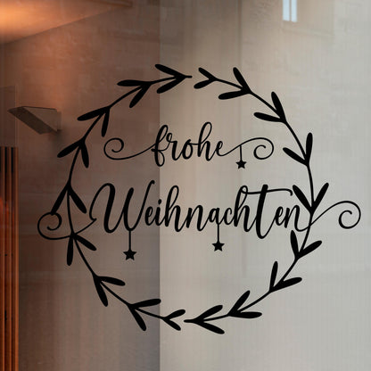 Fensteraufkleber Frohe Weihnachten Kranz Fensterbild Aufkleber Fenstersticker Weihnachtsfensterbild Kranz Stil Minimalistisch Skandinavisch