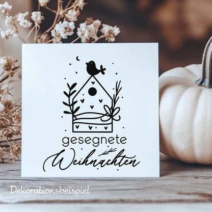 Fensteraufkleber gesegnete Weihnachten Häuschen Fensterbild Aufkleber Fenstersticker Winterfensterbild Minimalistische Jahreszeiten Deko