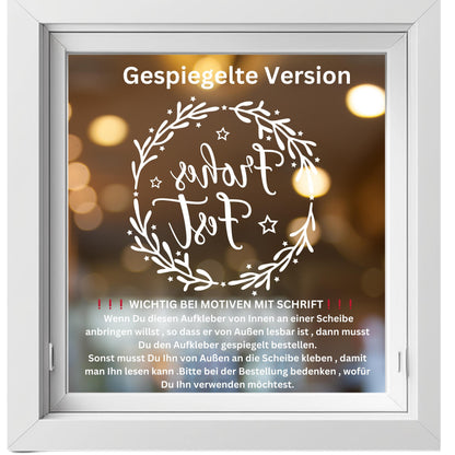 Fensterbild Weihnachtskranz Frohes Fest Weihnachten minimalistische Weihnachtsdekoration Sticker Adventsdeko 2 Farben 3 Größen Diy Aufkleber
