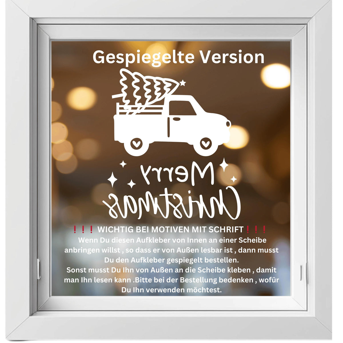 Fensteraufkleber merry christmas Truck mit Tannenbaum Weihnachten Fensterbild Aufkleber Fenstersticker Winterfensterbild Jahreszeiten Deko