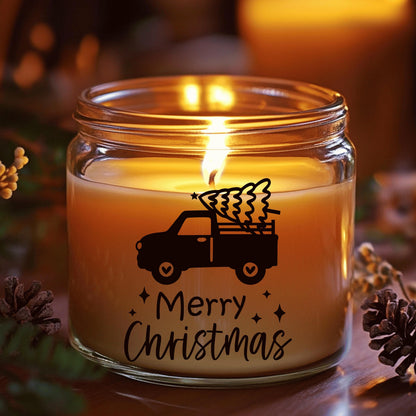 Fensteraufkleber merry christmas Truck mit Tannenbaum Weihnachten Fensterbild Aufkleber Fenstersticker Winterfensterbild Jahreszeiten Deko