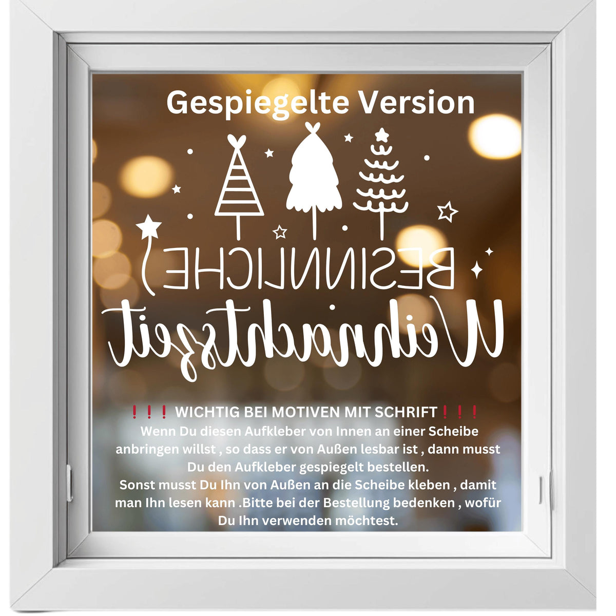 Fensteraufkleber besinnliche Weihnachtszeit Fensterbild Aufkleber Fenstersticker Weihnachten Jahreszeiten Deko 3 Größen plus XXL in 2 Farben