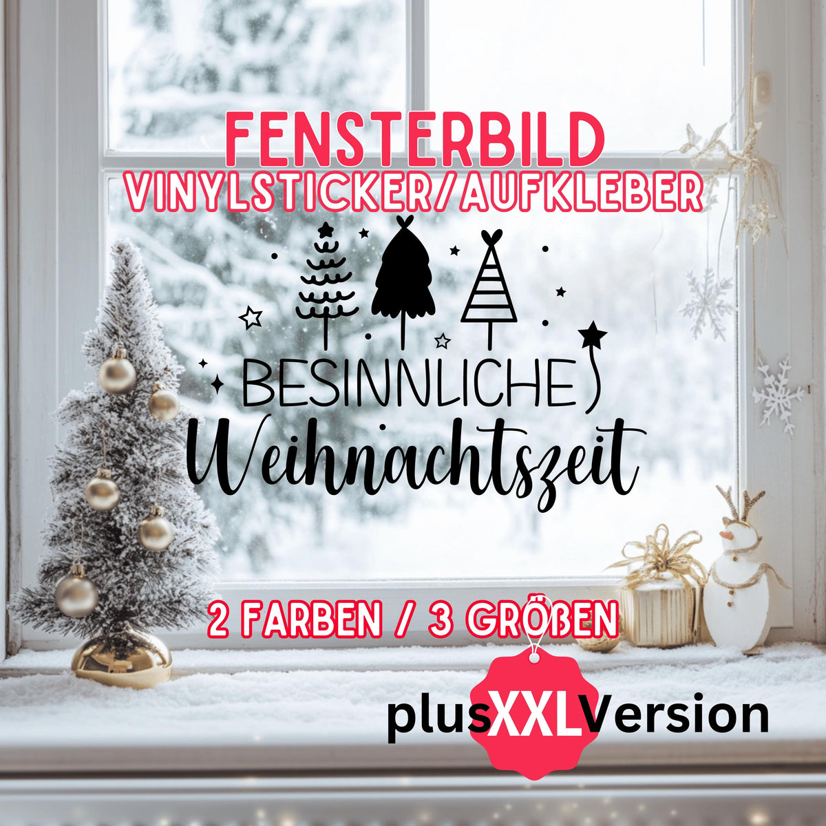 Fensteraufkleber besinnliche Weihnachtszeit Fensterbild Aufkleber Fenstersticker Weihnachten Jahreszeiten Deko 3 Größen plus XXL in 2 Farben