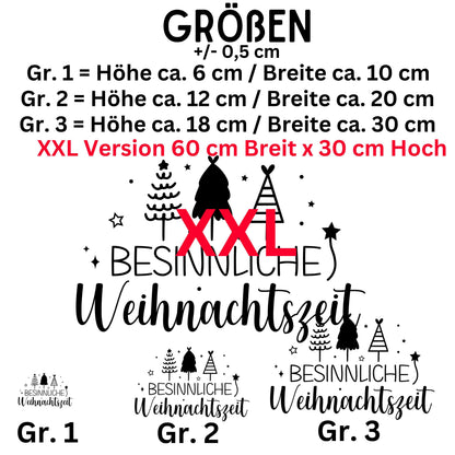 Fensteraufkleber besinnliche Weihnachtszeit Fensterbild Aufkleber Fenstersticker Weihnachten Jahreszeiten Deko 3 Größen plus XXL in 2 Farben