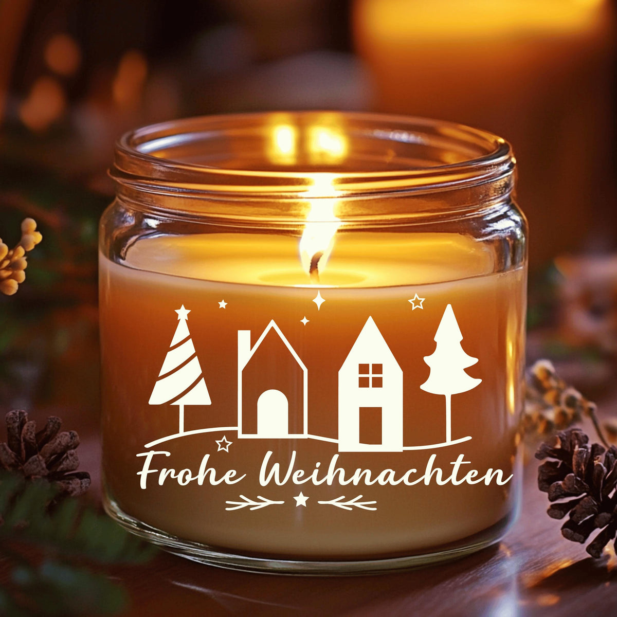 Fensteraufkleber Frohe Weihnachten Häuser Tannen Fensterbild Aufkleber Fenstersticker Jahreszeiten Deko in 3 Größen plus XXL in 2 Farben