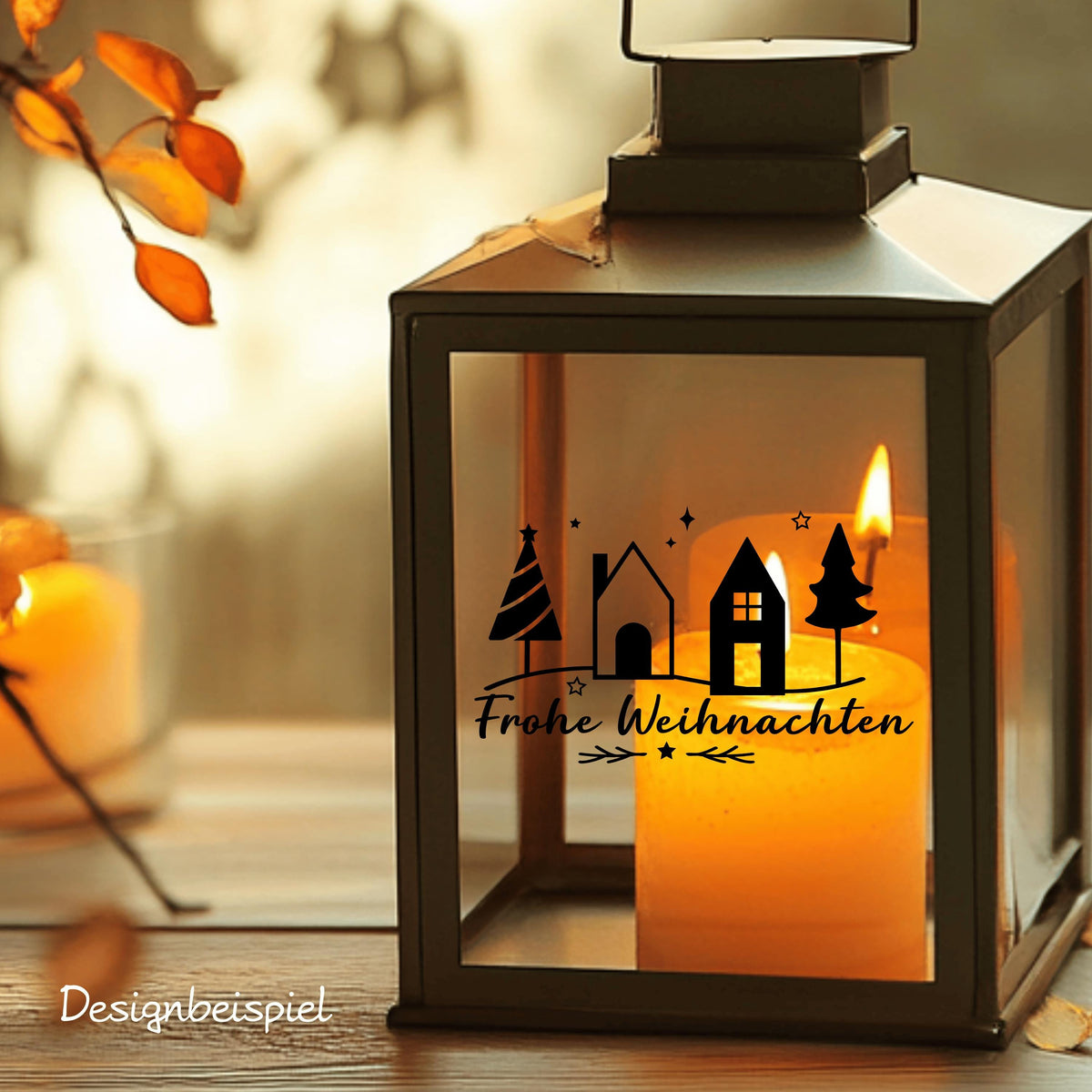 Fensteraufkleber Frohe Weihnachten Häuser Tannen Fensterbild Aufkleber Fenstersticker Jahreszeiten Deko in 3 Größen plus XXL in 2 Farben
