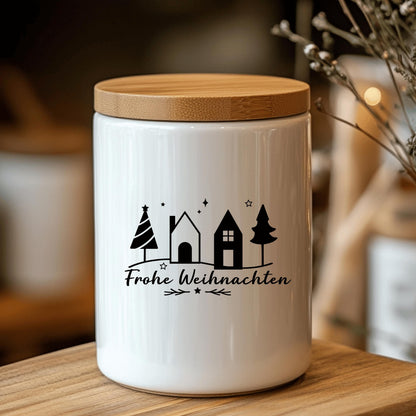 Fensteraufkleber Frohe Weihnachten Häuser Tannen Fensterbild Aufkleber Fenstersticker Jahreszeiten Deko in 3 Größen plus XXL in 2 Farben