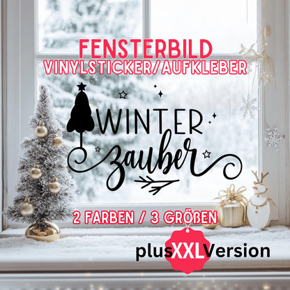 Fensteraufkleber Winterzauber Fensterbild Aufkleber Fenstersticker Jahreszeiten Weihnachten Advent Winter Deko 3 Größen plus XXL 2 Farben