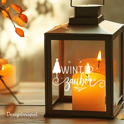 Fensteraufkleber Winterzauber Fensterbild Aufkleber Fenstersticker Jahreszeiten Weihnachten Advent Winter Deko 3 Größen plus XXL 2 Farben