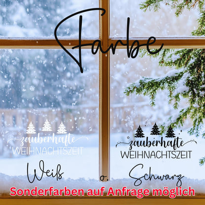 Fensteraufkleber zauberhafte Weihnachtszeit Fensterbild Aufkleber Fenstersticker Weihnachten Jahreszeiten Deko 3 Größen plus XXL in 2 Farben