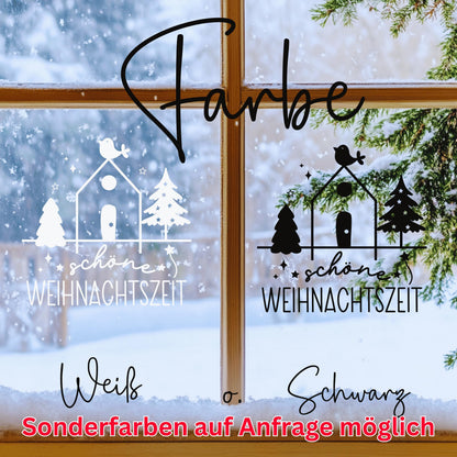 Fensteraufkleber schöne Weihnachtszeit Vogel Häuschen Weihnachten Fensterbild Aufkleber Fenstersticker Winter Deko in 2 Farben 3 Größen