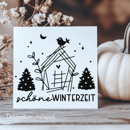 Fensteraufkleber schöne Winterzeit Häuschen Weihnachten Fensterbild Aufkleber Fenstersticker Winter Jahreszeiten Deko 2 Farben 3 Größen