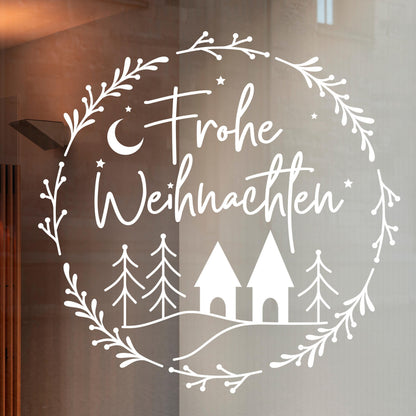 Fensterdeko Frohe Weihnachten Fensterbild Weihnachtsdekoration Sticker Kranz Advent Dekofenster 2 Farben 2 Größen minimalistisch Aufkleber