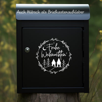 Fensterdeko Frohe Weihnachten Fensterbild Weihnachtsdekoration Sticker Kranz Advent Dekofenster 2 Farben 2 Größen minimalistisch Aufkleber
