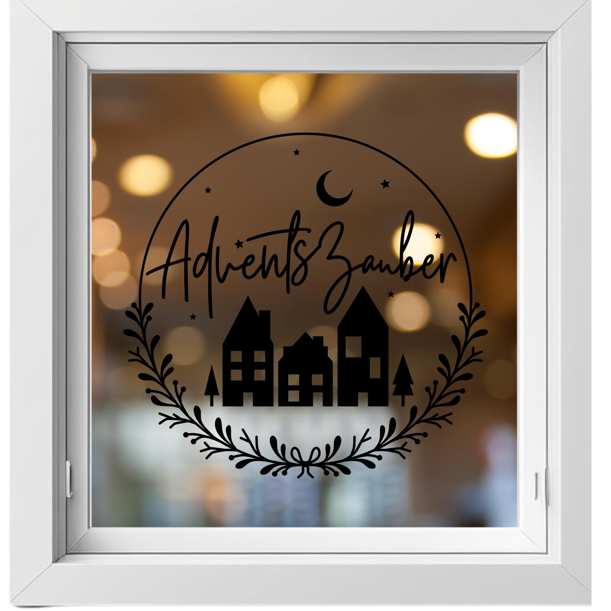 Fensterdeko Adventszauber Weihnachten Fensterbild Weihnachtsdekoration Sticker Kranz für Advent Dekofenster in 2 Farben 2 Größen Aufkleber