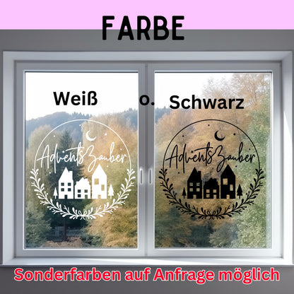 Fensterdeko Adventszauber Weihnachten Fensterbild Weihnachtsdekoration Sticker Kranz für Advent Dekofenster in 2 Farben 2 Größen Aufkleber