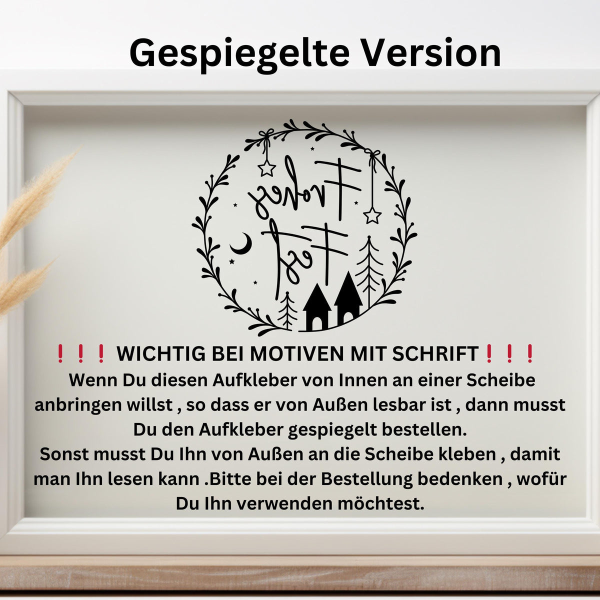 Weihnachtsfensterbild Frohes Fest Weihnachten Fensterbild Weihnachtsdekoration Sticker Kranz Advent Dekofenster 2 Farben 2 Größen Aufkleber