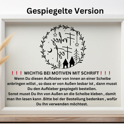 Weihnachtsfensterbild Frohes Fest Weihnachten Fensterbild Weihnachtsdekoration Sticker Kranz Advent Dekofenster 2 Farben 2 Größen Aufkleber