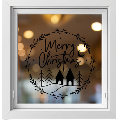 Weihnachtsfensterbild merry christmas Weihnachten Fensterbild Weihnachtsdekoration Sticker Kranz für Dekofenster 2 Farben 2 Größen Aufkleber