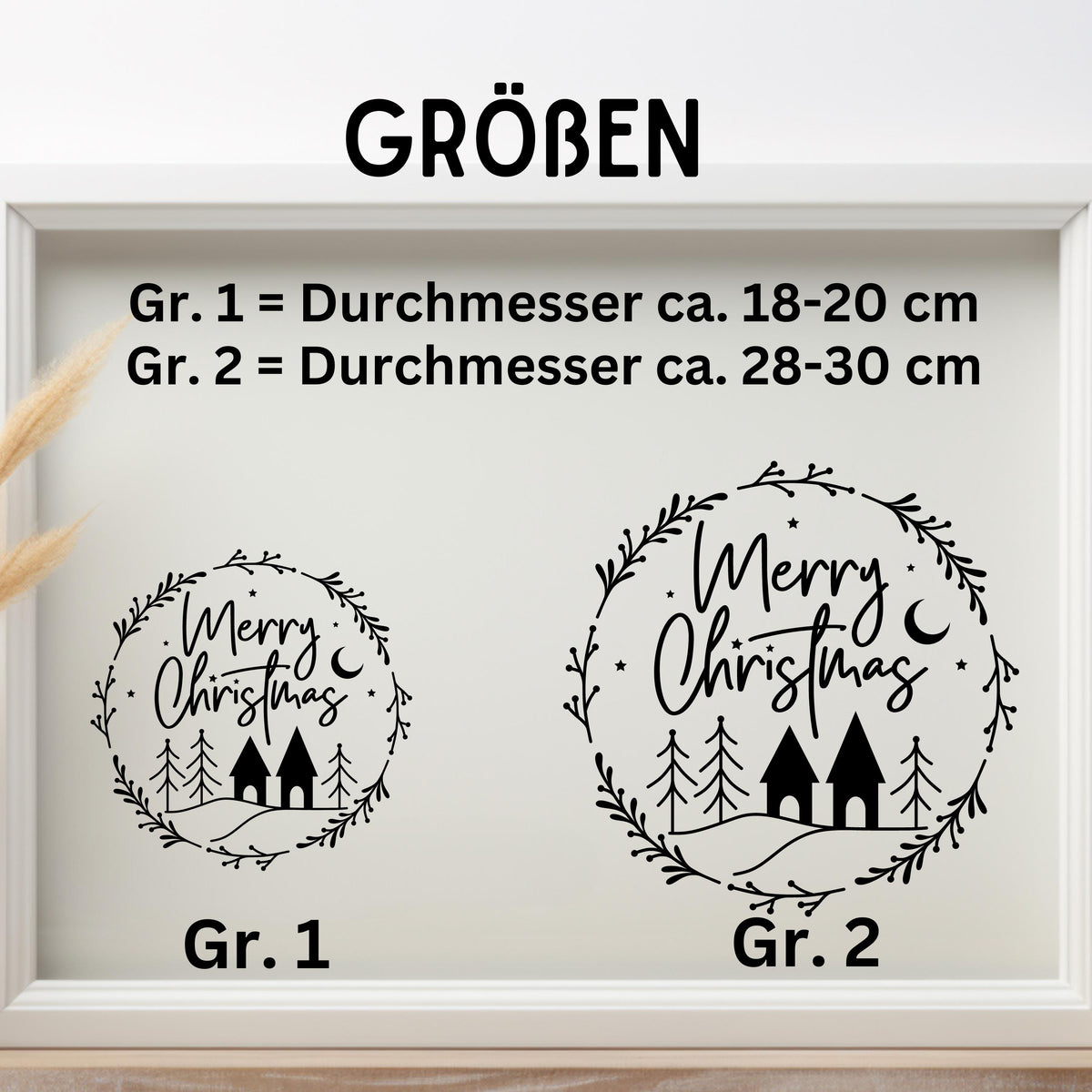 Weihnachtsfensterbild merry christmas Weihnachten Fensterbild Weihnachtsdekoration Sticker Kranz für Dekofenster 2 Farben 2 Größen Aufkleber
