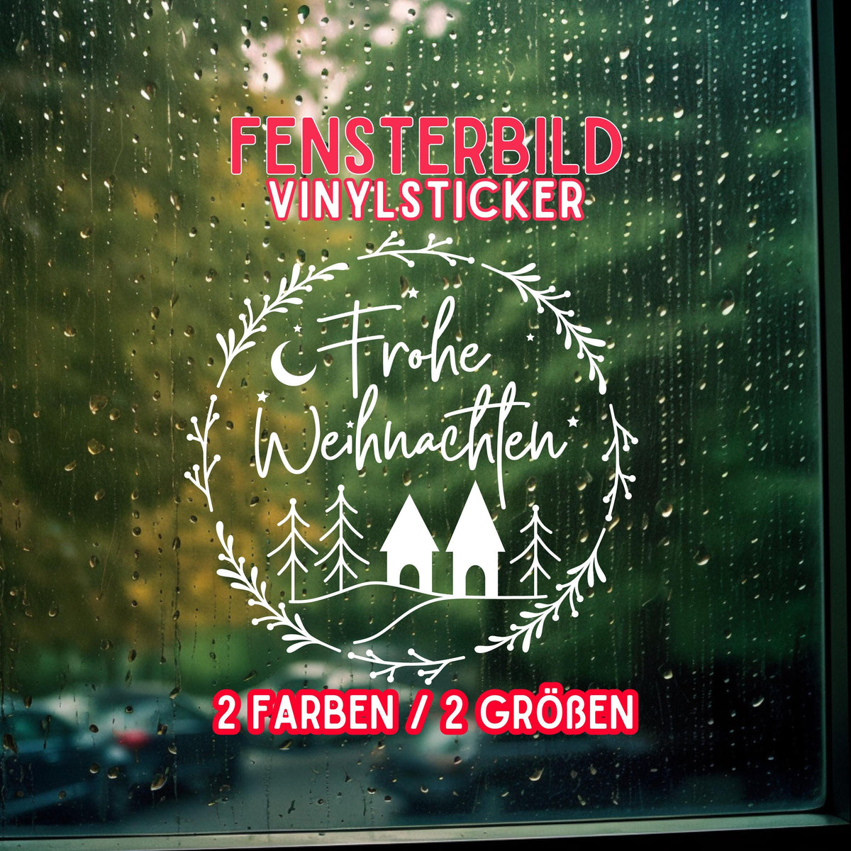 Fensterdeko Frohe Weihnachten Fensterbild Weihnachtsdekoration Sticker Kranz Advent Dekofenster 2 Farben 2 Größen minimalistisch Aufkleber