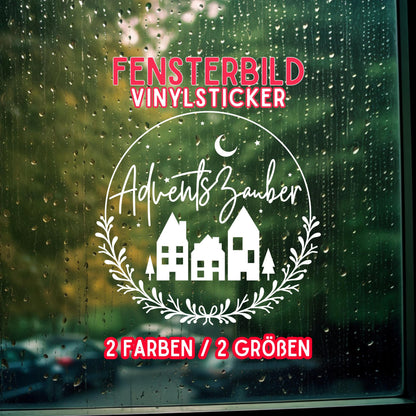 Fensterdeko Adventszauber Weihnachten Fensterbild Weihnachtsdekoration Sticker Kranz für Advent Dekofenster in 2 Farben 2 Größen Aufkleber
