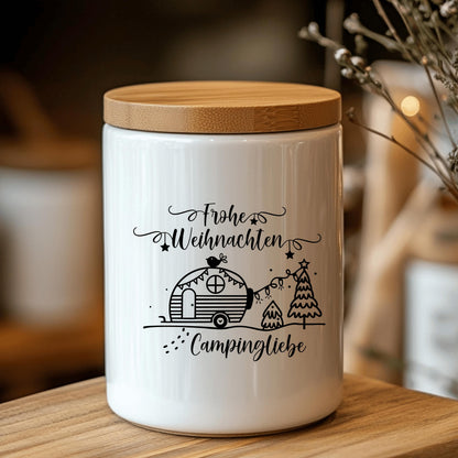 Fensterbild Camper Fensteraufkleber Campingliebe Frohe Weihnachten Aufkleber Fenstersticker Deko Advent und Winter Sticker 3 Größen 2 Farben