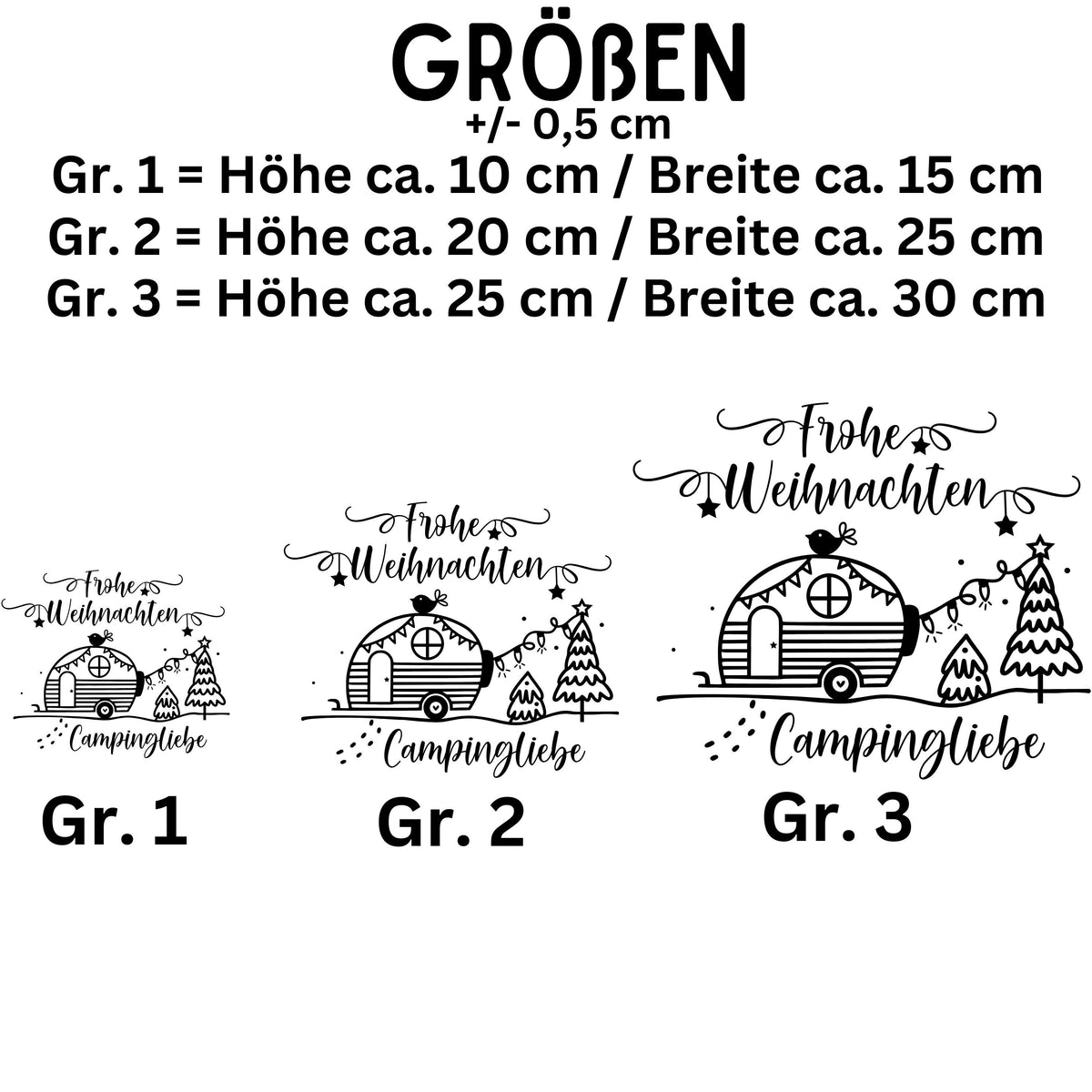 Fensterbild Camper Fensteraufkleber Campingliebe Frohe Weihnachten Aufkleber Fenstersticker Deko Advent und Winter Sticker 3 Größen 2 Farben
