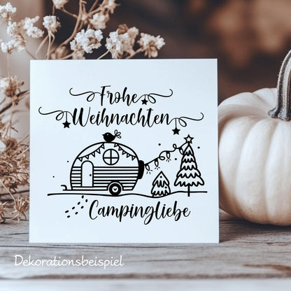 Fensterbild Camper Fensteraufkleber Campingliebe Frohe Weihnachten Aufkleber Fenstersticker Deko Advent und Winter Sticker 3 Größen 2 Farben