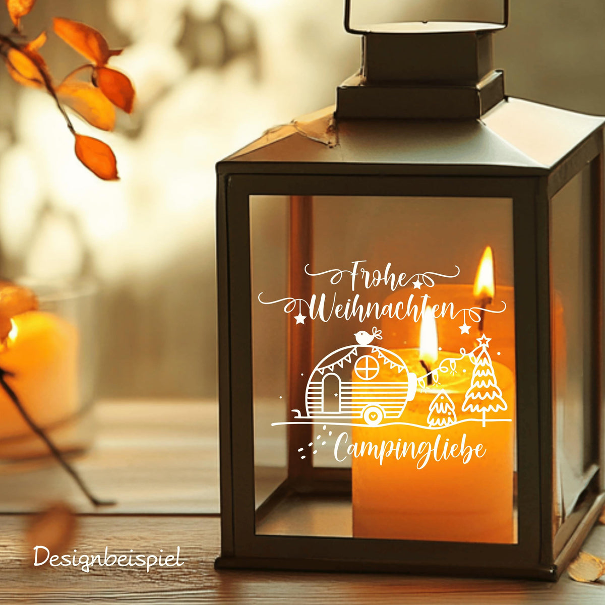 Fensterbild Camper Fensteraufkleber Campingliebe Frohe Weihnachten Aufkleber Fenstersticker Deko Advent und Winter Sticker 3 Größen 2 Farben