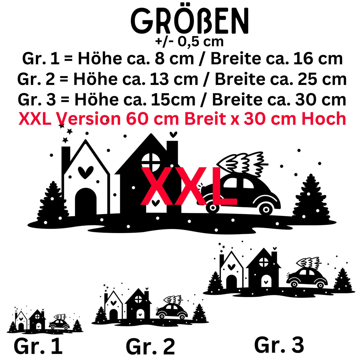 Fensteraufkleber Winterzeit Häuser Szene Weihnachten Fensterbild Diy Aufkleber Advent Fenstersticker  Dekoration 3 Größen plus XXL 2 Farben