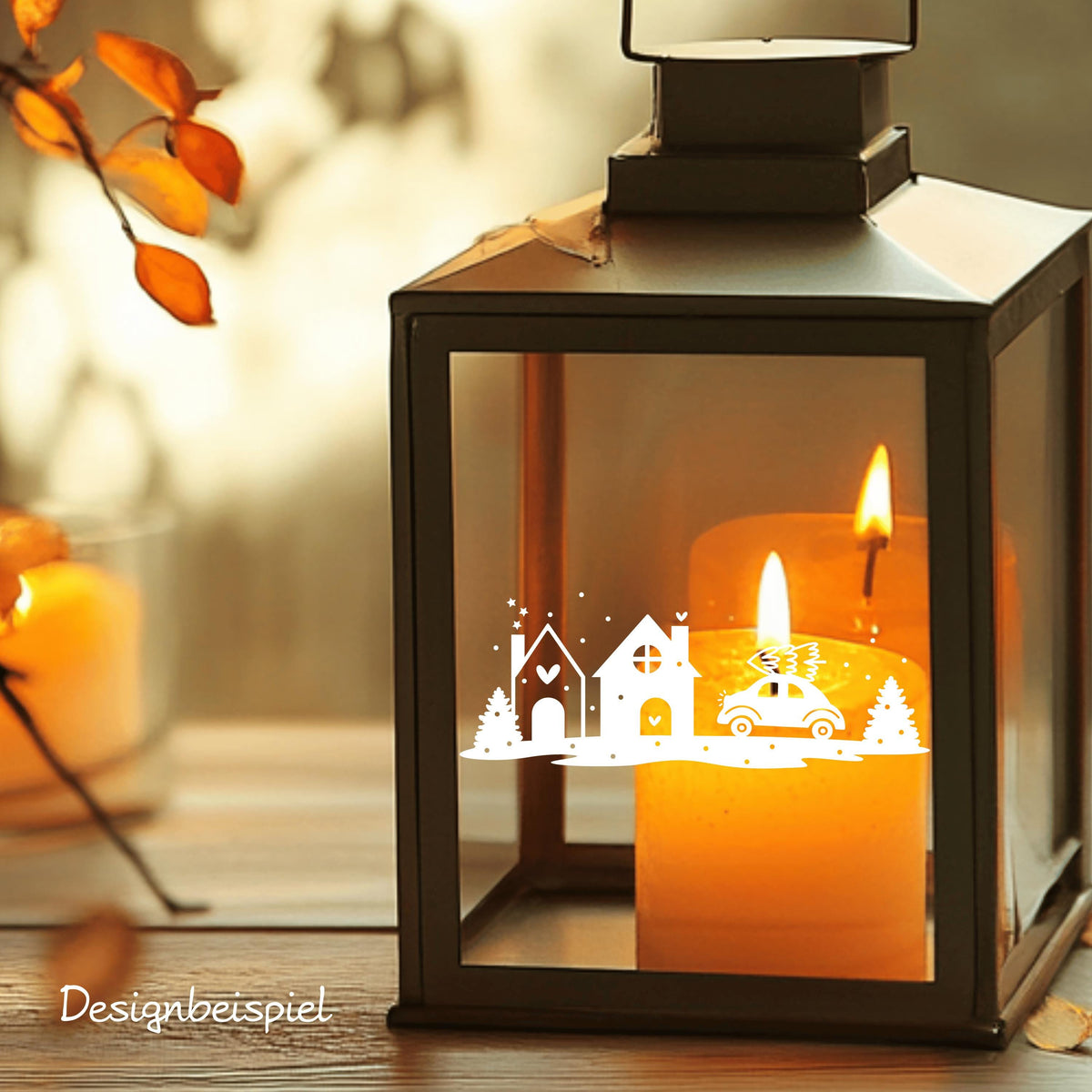 Fensteraufkleber Winterzeit Häuser Szene Weihnachten Fensterbild Diy Aufkleber Advent Fenstersticker  Dekoration 3 Größen plus XXL 2 Farben