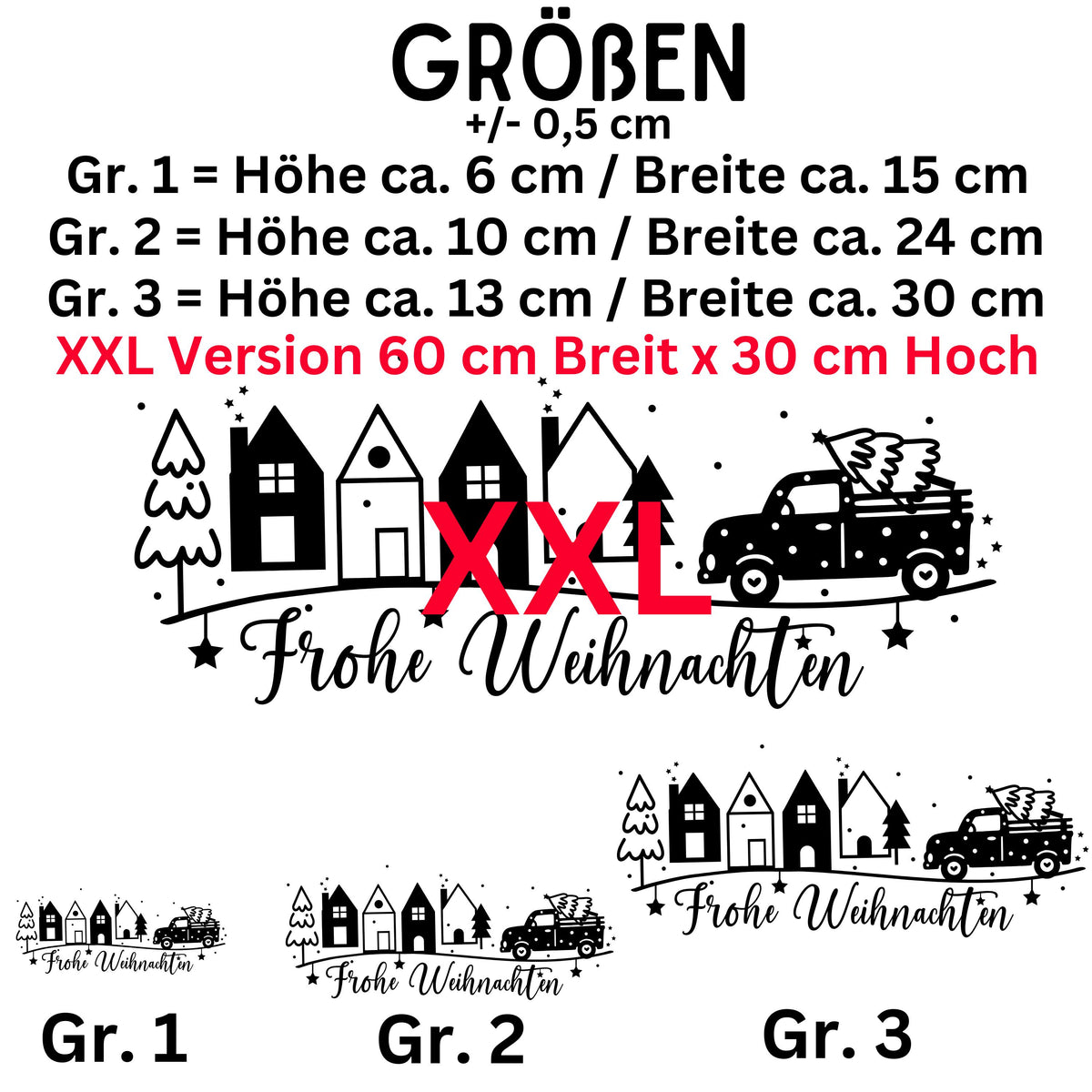 Fensteraufkleber Frohe Weihnachten Szene Weihnachten Fensterbild Diy Aufkleber Advent Fenstersticker  Dekoration 3 Größen plus XXL 2 Farben