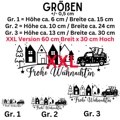 Fensteraufkleber Frohe Weihnachten Szene Weihnachten Fensterbild Diy Aufkleber Advent Fenstersticker  Dekoration 3 Größen plus XXL 2 Farben