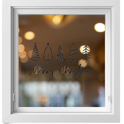 Weihnachtsfensterbild merry christmas Weihnachten Fensterbild Weihnachtsdekoration Sticker Tannen Dekofenster 2 Farben 2 Größen Aufkleber