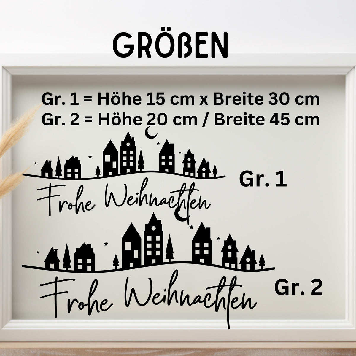 Weihnachtsfensterbild Häuser Stadt Frohe Weihnachten Fensterbild Weihnachtsdekoration Sticker  Dekofenster 2 Farben 2 Größen Aufkleber