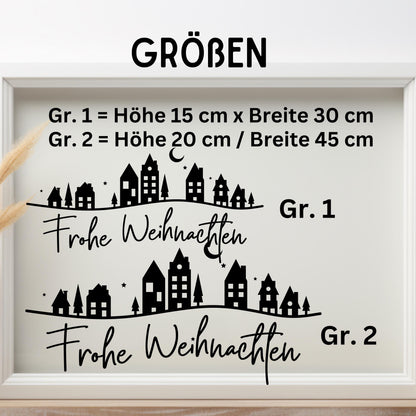 Weihnachtsfensterbild Häuser Stadt Frohe Weihnachten Fensterbild Weihnachtsdekoration Sticker  Dekofenster 2 Farben 2 Größen Aufkleber