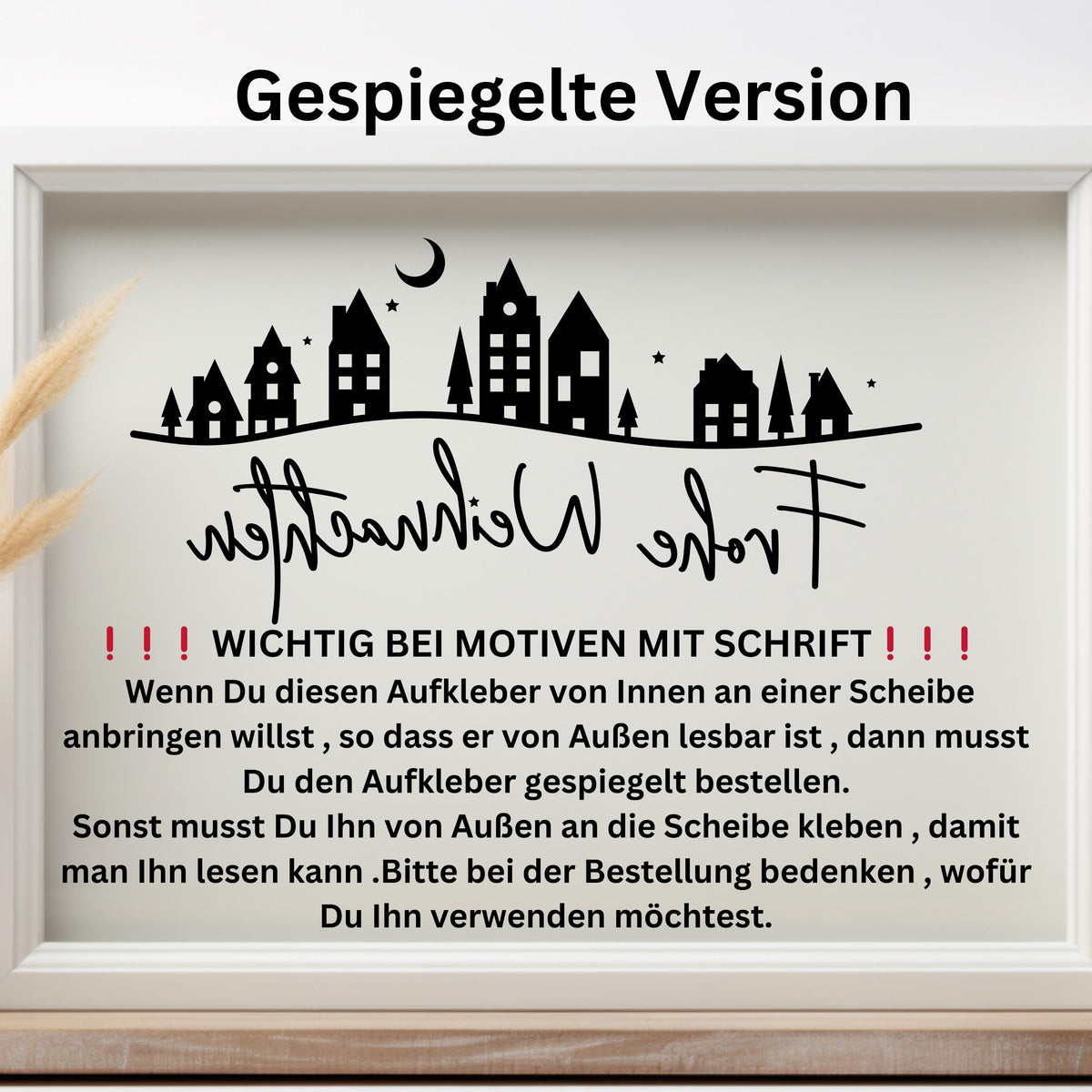 Weihnachtsfensterbild Häuser Stadt Frohe Weihnachten Fensterbild Weihnachtsdekoration Sticker  Dekofenster 2 Farben 2 Größen Aufkleber
