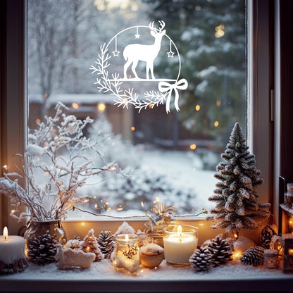 Weihnachtsfensterbild minimalistisch Weihnachten Fensterbild Weihnachtsdekoration Sticker Kranz für Dekofenster 2 Farben 3 Größen Aufkleber