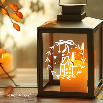 Weihnachtsfensterbild minimalistisch Häuschen Weihnachten Fensterbild Weihnachtsdekoration Sticker Skandi Deko 2 Farben 3 Größen Aufkleber