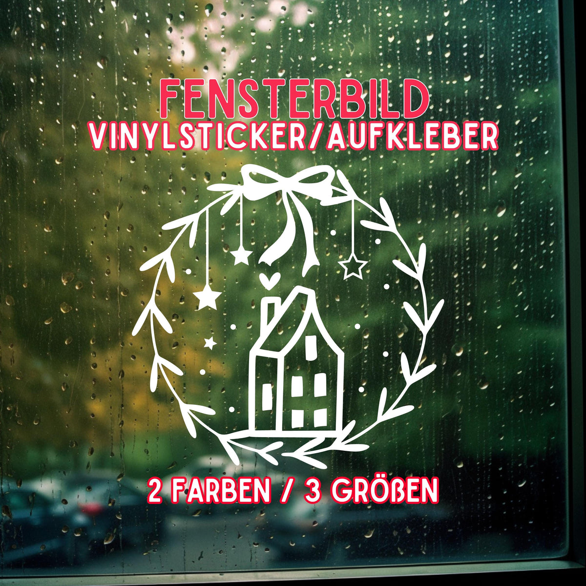 Weihnachtsfensterbild minimalistisch Häuschen Weihnachten Fensterbild Weihnachtsdekoration Sticker Skandi Deko 2 Farben 3 Größen Aufkleber