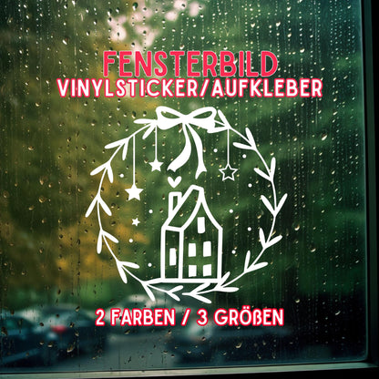 Weihnachtsfensterbild minimalistisch Häuschen Weihnachten Fensterbild Weihnachtsdekoration Sticker Skandi Deko 2 Farben 3 Größen Aufkleber