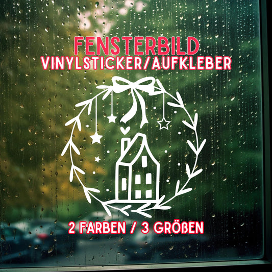 Weihnachtsfensterbild minimalistisch Häuschen Weihnachten Fensterbild Weihnachtsdekoration Sticker Skandi Deko 2 Farben 3 Größen Aufkleber