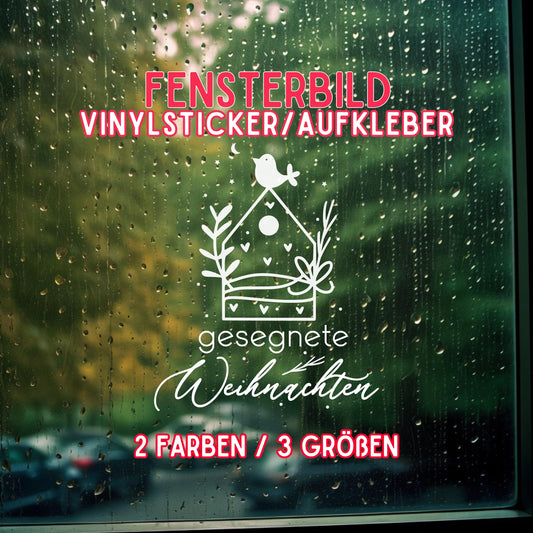 Fensteraufkleber gesegnete Weihnachten Häuschen Fensterbild Aufkleber Fenstersticker Winterfensterbild Minimalistische Jahreszeiten Deko